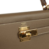 Pre-owned Hermes Kelly Sellier 28 Etoupe Epsom Gold Hardware