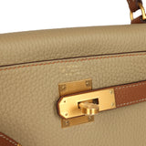Hermes Special Order (HSS) Kelly Retourne 28 Gold and Trench Clemence Brushed Gold Hardware