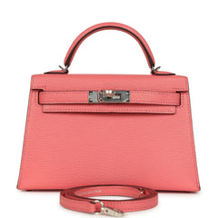 Hermes Kelly Sellier 20 Rose Lipstick Chevre Mysore Palladium Hardware