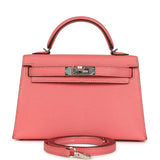 Hermes Kelly Sellier 20 Rose Lipstick Chevre Mysore Palladium Hardware