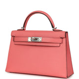 Hermes Kelly Sellier 20 Rose Lipstick Chevre Mysore Palladium Hardware