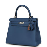 Hermes Kelly Retourne 25 Bleu Tie Togo Palladium Hardware