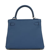 Hermes Kelly Retourne 25 Bleu Tie Togo Palladium Hardware