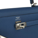 Hermes Kelly Retourne 25 Bleu Tie Togo Palladium Hardware