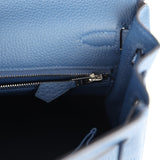 Hermes Kelly Retourne 25 Bleu Tie Togo Palladium Hardware