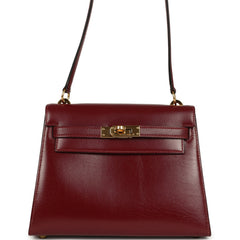 Vintage Hermes Kelly Sellier 20 Rouge H Box Gold Hardware