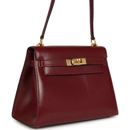 Vintage Hermes Kelly Sellier 20 Rouge H Box Gold Hardware