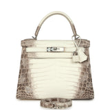 Hermes Kelly Retourne 28 Himalaya Matte Niloticus Crocodile Palladium Hardware