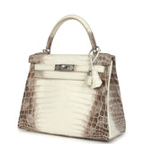 Hermes Kelly Retourne 28 Himalaya Matte Niloticus Crocodile Palladium Hardware
