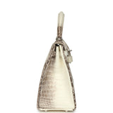 Hermes Kelly Retourne 28 Himalaya Matte Niloticus Crocodile Palladium Hardware