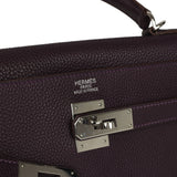 Pre-owned Hermes Kelly Retourne 35 Raisin Togo Palladium Hardware