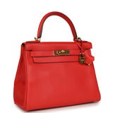 Pre-owned Hermes Kelly Retourne 28 Rouge Tomate Evercolor Gold Hardware
