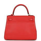 Pre-owned Hermes Kelly Retourne 28 Rouge Tomate Evercolor Gold Hardware