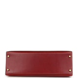 Vintage Hermes Kelly Sellier 35 Rouge H Veau Grain Lisse Gold Hardware