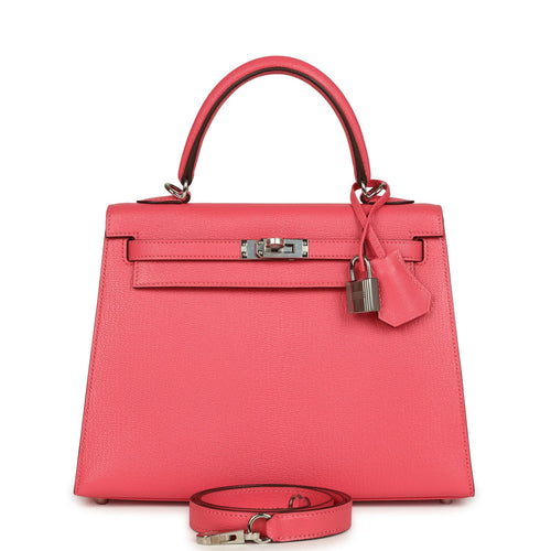 Hermes Kelly 25 Sellier Rose Lipstick Chevre Mysore Palladium Hardware