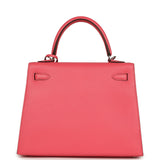 Hermes Kelly Sellier 25 Rose Lipstick Chevre Mysore Palladium Hardware