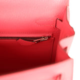 Hermes Kelly Sellier 25 Rose Lipstick Chevre Mysore Palladium Hardware