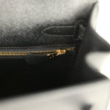 Pre-owned Hermes Kelly Sellier 32 Black Epsom Gold Hardware