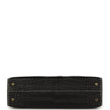 Pre-owned Hermes Special Order (HSS) Kelly Sellier 20 Black and Vanille Matte Alligator Permabrass Hardware