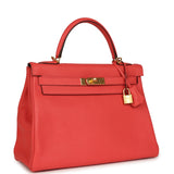Hermes Kelly Retourne 32 Rose Jaipur Clemence Gold Hardware