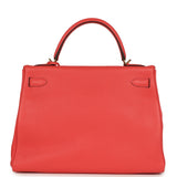 Hermes Kelly Retourne 32 Rose Jaipur Clemence Gold Hardware