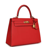Hermes Kelly Sellier 25 Rouge Radieux Epsom Gold Hardware - Thumbnail View 2