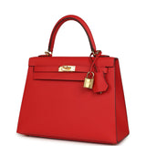 Hermes Kelly Sellier 25 Rouge Radieux Epsom Gold Hardware - Thumbnail View 5