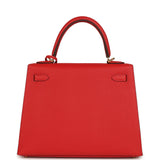 Hermes Kelly Sellier 25 Rouge Radieux Epsom Gold Hardware - Thumbnail View 4