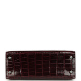 Hermes Kelly Sellier 25 Bordeaux Shiny Alligator Palladium Hardware