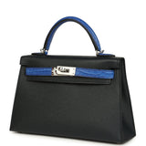 Hermes Kelly Sellier 20 Bleu De Minuit Madame and Bleu Electric Touch Matte Alligator Mississippiensis Palladium Hardware