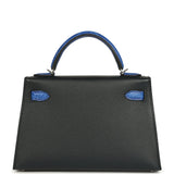 Hermes Kelly Sellier 20 Bleu De Minuit Madame and Bleu Electric Touch Matte Alligator Mississippiensis Palladium Hardware