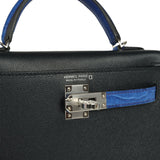 Hermes Kelly Sellier 20 Bleu De Minuit Madame and Bleu Electric Touch Matte Alligator Mississippiensis Palladium Hardware