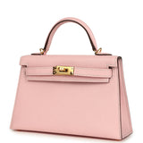 Hermes Special Order (HSS) Kelly Sellier 20 Rose Sakura Verso Chevre Mysore Gold Hardware