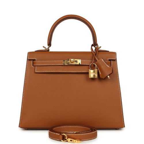 Hermes Kelly Sellier 25 Gold Epsom Gold Hardware