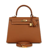 Hermes Kelly Sellier 25 Gold Epsom Gold Hardware