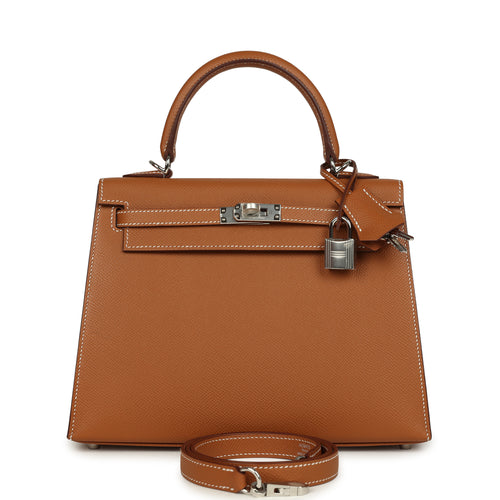 Hermes Kelly Sellier 25 Gold Epsom Palladium Hardware