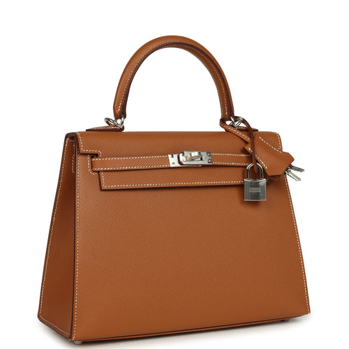 Hermes Kelly Sellier 25 Gold Epsom Palladium Hardware
