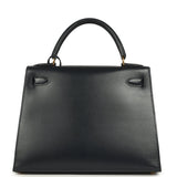 Vintage Hermes Kelly Sellier 28 Bleu Marine Box Gold Hardware