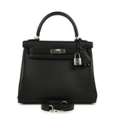 Hermes Kelly Retourne 25 Black Cheri Palladium Hardware