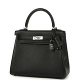 Hermes Kelly Retourne 25 Black Cheri Palladium Hardware