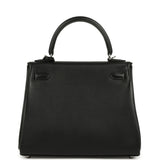 Hermes Kelly Retourne 25 Black Cheri Palladium Hardware