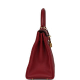 Pre-owned Hermes Kelly Retourne 28 Rouge Grenat Togo Gold Hardware