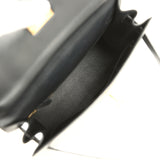 Vintage Hermes Kelly Sellier 28 Black Box Gold Hardware