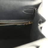 Vintage Hermes Kelly Sellier 28 Black Box Gold Hardware