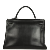 Vintage Hermes Kelly Retourne 35 Black Box Gold Hardware