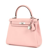 Hermes Kelly Retourne 25 Rose Sakura Swift Palladium Hardware