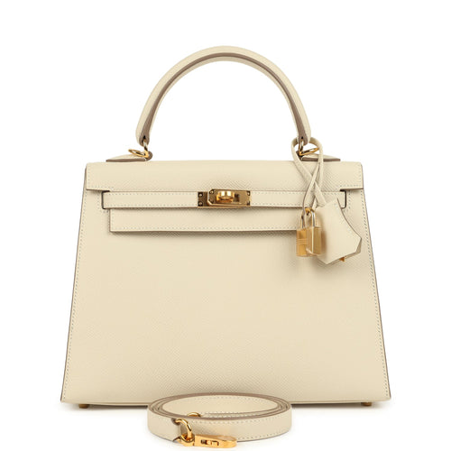 Hermes Kelly Sellier 25 Craie Epsom Gold Hardware