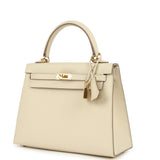 Hermes Kelly Sellier 25 Craie Epsom Gold Hardware