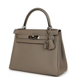 Pre-owned Hermes Kelly Retourne 28 Gris Asphalt Togo Palladium Hardware - Thumbnail View 5
