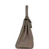 Pre-owned Hermes Kelly Retourne 28 Gris Asphalt Togo Palladium Hardware - Thumbnail View 3